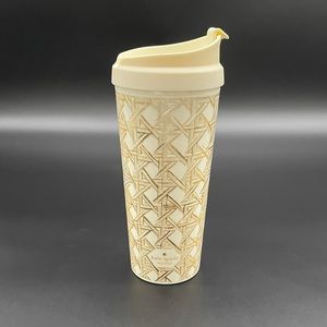 Kate Spade New York 16oz White and Gold Caning Thermal Mug Travel Mug